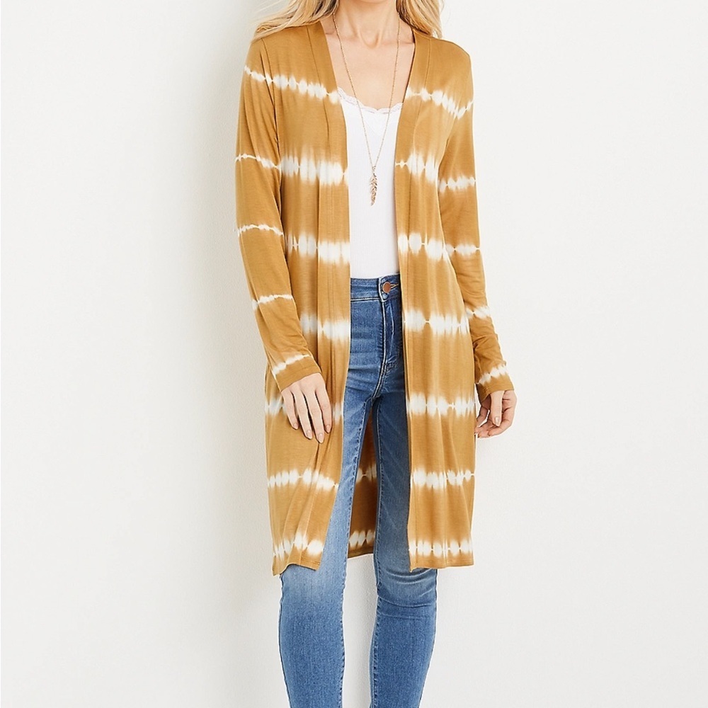 Maurices Gold Tie Dye Duster Cardigan